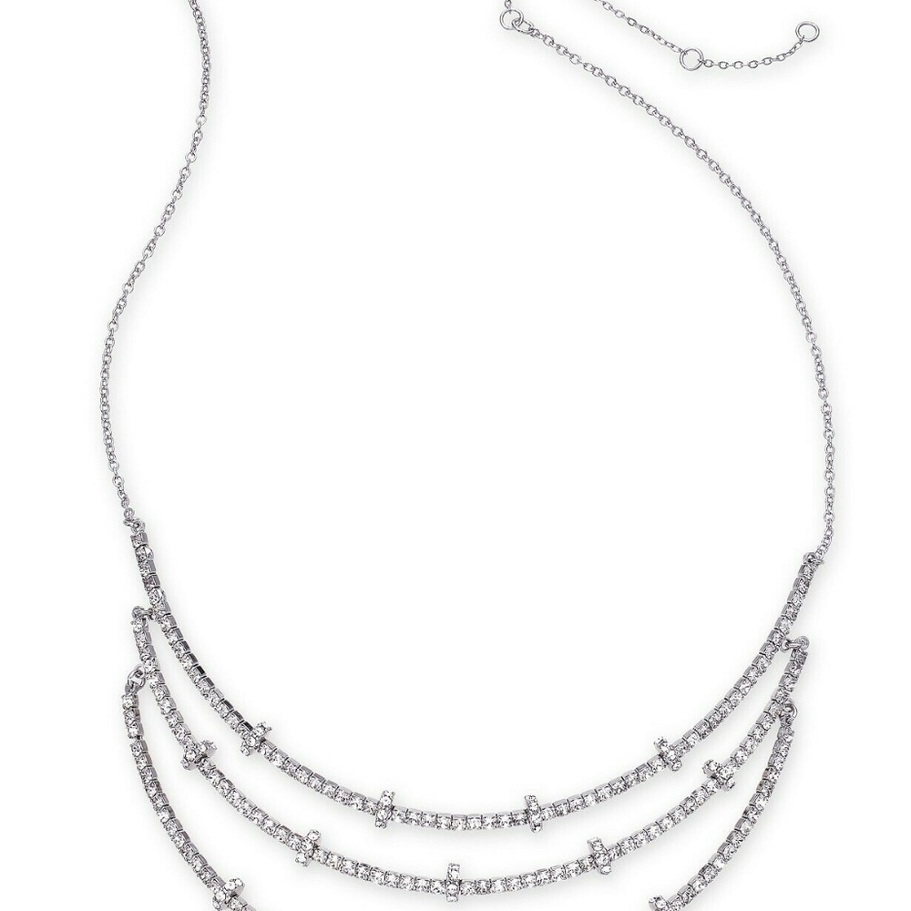 INC Silver-Tone Crystal & Rondelle Bead Triple-Row